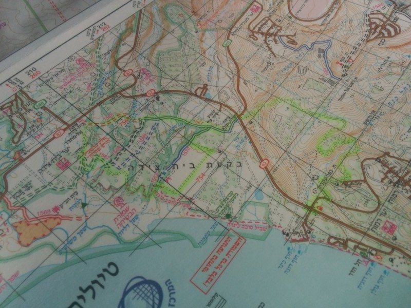 מפה של מסלול טיול ג׳יפים בשטח הבטחה בצפון הכנרת פלגי בזלת